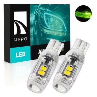 Комплект світлодіодних ламп NAPO LED T10-3030-6smd-Lens W5W T10 колір світіння зелений 2 шт N01035G02 фото
