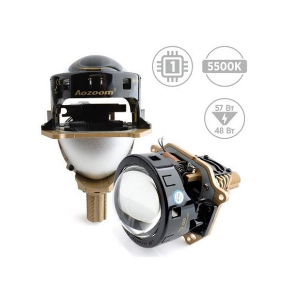 Світлодіодна LED лінза для фар AMS ORIGINAL A2 MAX 3.0 F/R 57W 5500K комплект 2 шт 37372 фото
