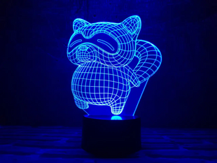3D світильник нічник з пультом "Єнот" 3DTOYSLAMP 02-038 фото