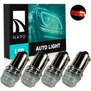 Лампа світлодіодна NAPO LED BA9S-2835-3smd T4W BA9S колір світіння червоний комплект 4 шт N14760R04 фото