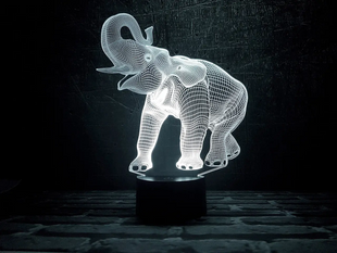 3D светильник ночник с пультом "Слон" 3DTOYSLAMP 02-029 фото