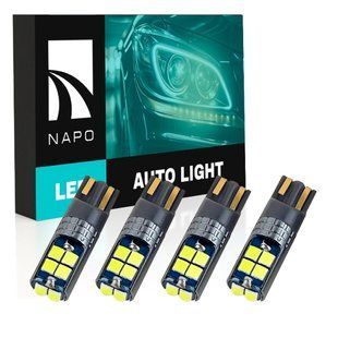 Комплект светодиодных ламп NAPO LED T10-3030-10smd W5W T10 цвет свечения белый 4 шт N01770W04 фото