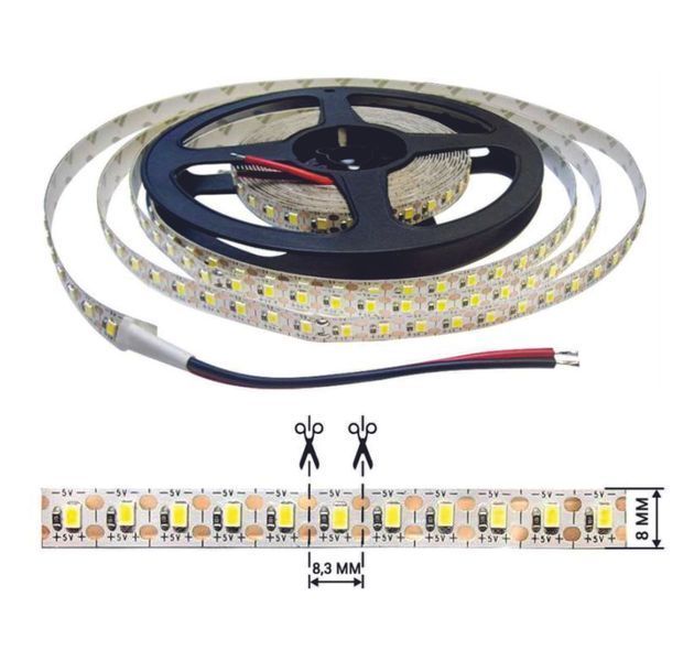 Світлодіодна стрічка DC5V IP20 білий нейтральний 500Lm/m. OEM ST 2835-120 (котушка. Ціна за метр) *Б 22626 фото