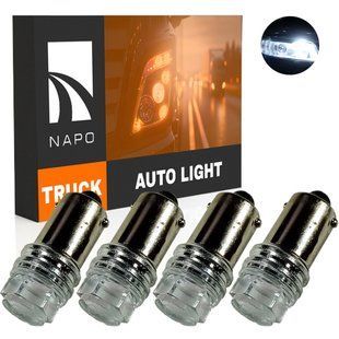 Комплект светодиодных ламп для грузовиков NAPO TRUCK BA9S-2835-3smd 24V T4W Ba9s цвет свечения белый 4 шт NT14760W04 фото