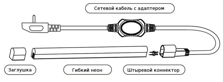 Комплект PROLUM NeonFlex GL Warm White 8x16 IP68 220V &ndash; светодиодный неон 3 м + кабель + заглушка 160001 ком фото