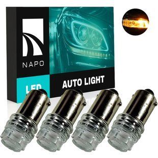 Комплект светодиодных ламп NAPO LED BA9S-2835-3smd T4W Ba9s цвет свечения янтарный 4 шт N14760Y04 фото