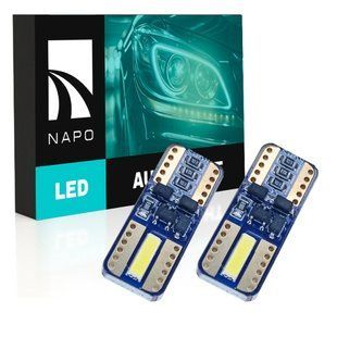 Комплект світлодіодних ламп NAPO LED T10-7020-2smd W5W T10 колір світіння білий 2 шт N01750W02 фото