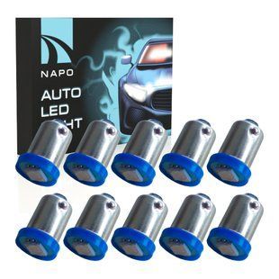 Лампа светодиодная NAPO LED BA9S-5050-1smd T4W BA9S цвет свечения синий комплект 10 шт N14100B10 фото
