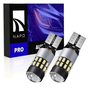 Комплект світлодіодних ламп NAPO PRO T10-3014-30smd W5W T10 колір світіння білий 2 шт NP10401W02 фото