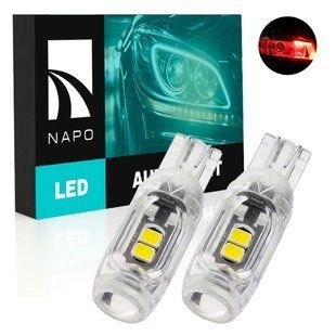 Комплект світлодіодних ламп NAPO LED T10-3030-6smd-Lens W5W T10 колір світіння червоний 2 шт N01035R02 фото