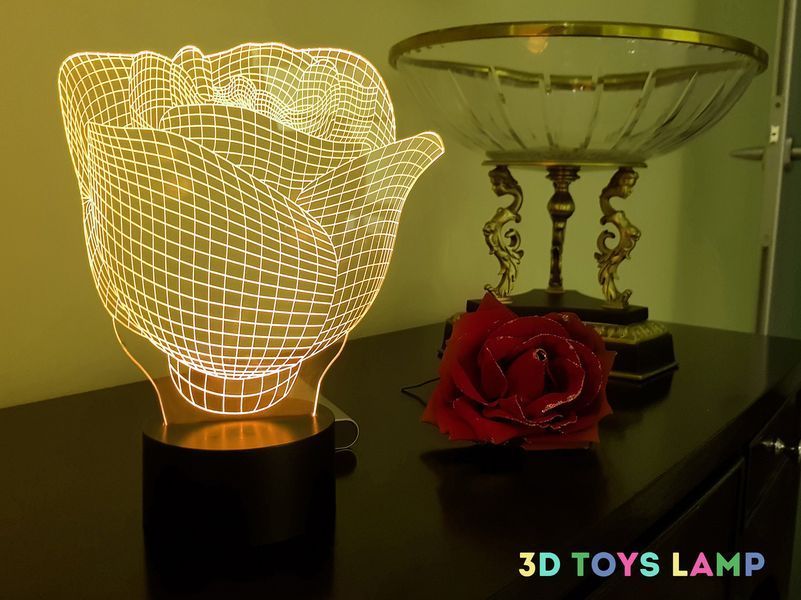 3D світильник нічник з пультом "Троянда" 3DTOYSLAMP 03-011 фото