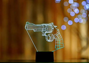 3D світильник нічник з пультом "Револьвер" 3DTOYSLAMP s0120 фото