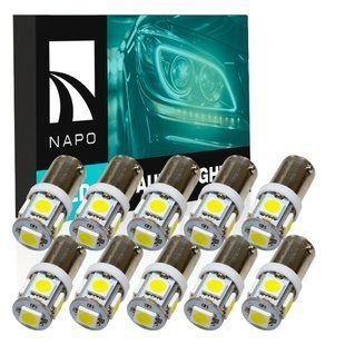 Автолампа диодная BA9S-5050-5smd, комплект 10 шт, T4W, 1155, цвет свечения белый N14118W10 фото