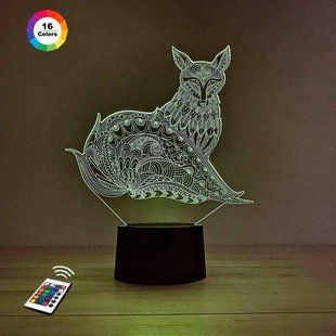 3D світильник нічник з пультом "Лисиця" 3DTOYSLAMP 784РР фото