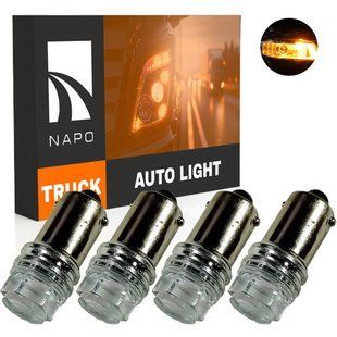 Комплект светодиодных ламп для грузовиков NAPO TRUCK BA9S-2835-3smd 24V T4W Ba9s цвет свечения янтарный 4 шт NT14760Y04 фото