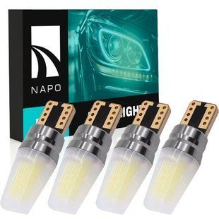 Комплект світлодіодних ламп NAPO LED T10-COB10-Lens W5W T10 колір світіння білий 4 шт N10980W04 фото