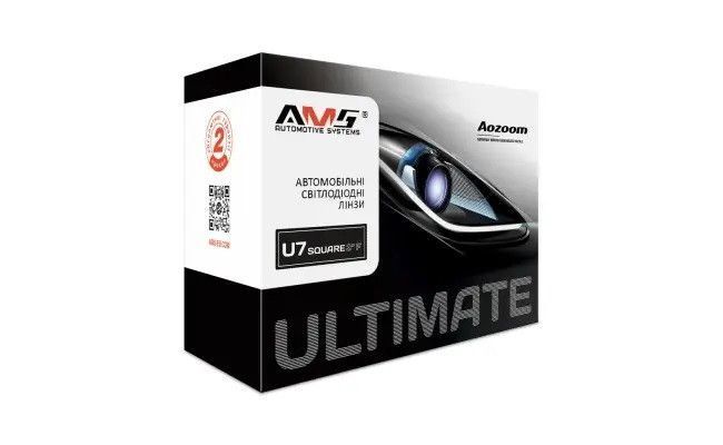 Світлодіодна LED лінза для фар AMS ULTIMATE U7 Square 3.0 F 55W 5500K комплект 2 шт 30286 фото