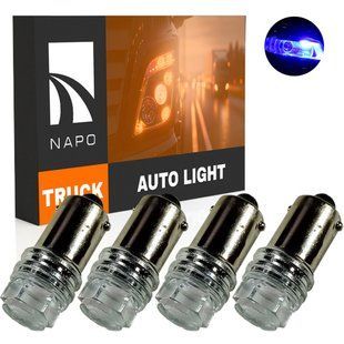 Комплект светодиодных ламп для грузовиков NAPO TRUCK BA9S-2835-3smd 24V T4W Ba9s цвет свечения синий 4 шт NT14760B04 фото