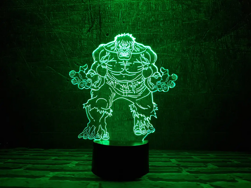 3D світильник нічник з пультом "Халк" 3DTOYSLAMP 05-012 фото