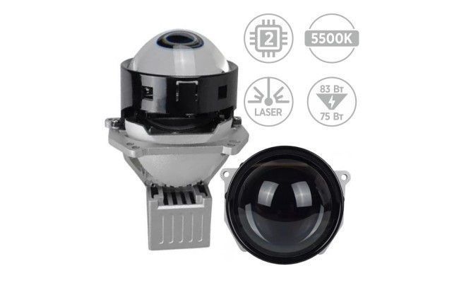 Світлодіодна LED лінза для фар AMS ULTIMATE U7 LASER 3.0" F V2 5500K 83W комплект 2 шт 44693 фото