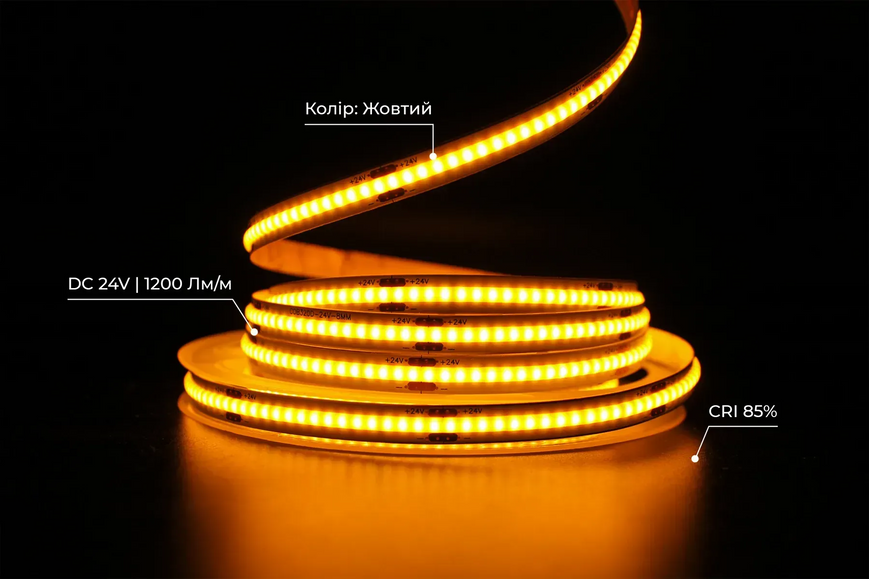 Світлодіодна стрічка DC24V IP20 жовтий. PROLUМ СОВ 320 LED (котушка. Ціна за метр) *350009 фото
