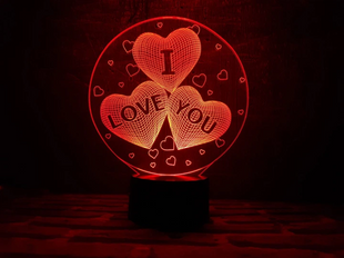 3D світильник нічник з пультом "Серця в колі "I love you" 3DTOYSLAMP 01-008 фото