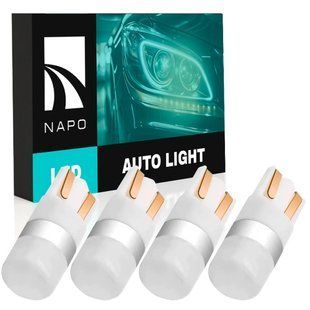 Комплект светодиодных ламп NAPO T10-3030-1smd W5W T10 цвет свечения белый 4 шт N00012W04 фото
