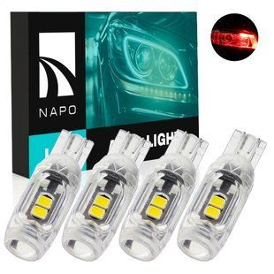 Комплект світлодіодних ламп NAPO LED T10-3030-6smd-Lens W5W T10 колір світіння червоний 4 шт N01035R04 фото