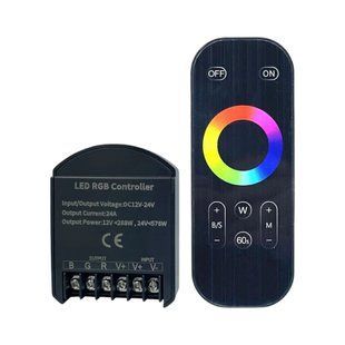RGB контроллер DC12-24V 24А, 3 канала, сенсорный RF-пульт, до 576W, черный&nbsp;OEM Б 25610 фото