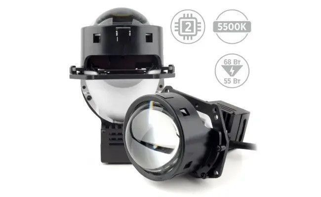 Світлодіодна LED лінза для фар AMS ULTIMATE S1 3.0 F 5500K 68W комплект 2 шт 29119 фото