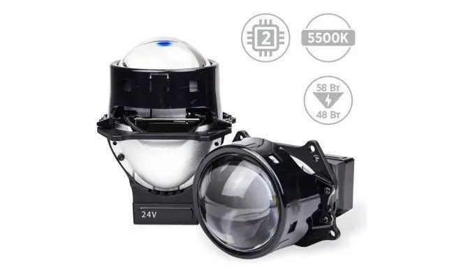 Світлодіодна LED лінза для фар AMS ULTIMATE U-TRUCK 3.0" F 5500K 54W комплект 2 шт 30288 фото