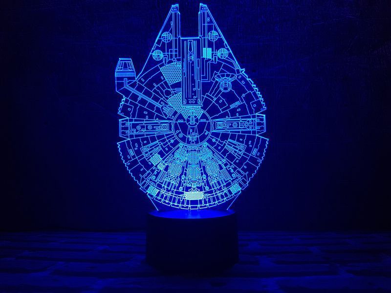 3D светильник ночник с пультом "Сокол тысячелетия" 3DTOYSLAMP 06-009 фото