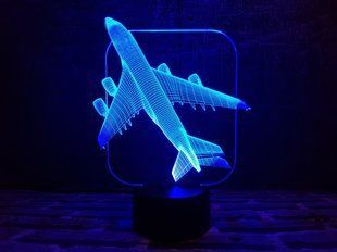 3D світильник нічник з пультом "Літак" 3DTOYSLAMP 09-030 фото