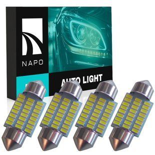Комплект світлодіодних ламп NAPO LED SJ-3014-18SMD 31mm C5W C10W колір світіння білий 4 шт N31010W04 фото