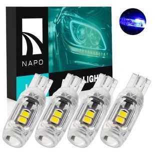 Комплект светодиодных ламп NAPO T10-3030-5smd-Lens W5W T10 цвет свечения синий 4 шт N01035B04 фото