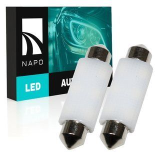 Комплект світлодіодних ламп NAPO LED SJ-3030-6SMD-CANBUS Ceramic 41mm C5W C10W колір світіння білий 2 шт N32140W02 фото