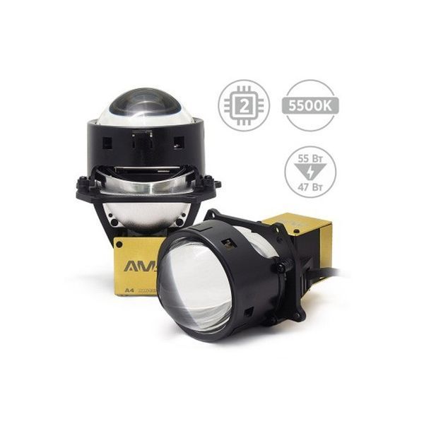 Світлодіодна LED лінза для фар AMS ORIGINAL A4 3" F 55W 5500K комплект 2 шт 30283 фото