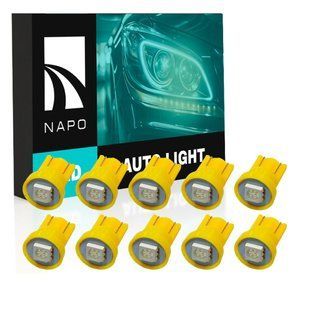 Комплект світлодіодних ламп NAPO LED T10-5050-1smd T10 W5W 10 шт колір світіння жовтий N10140Y10 фото