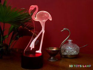 3D світильник нічник з пультом "Фламінго" 3DTOYSLAMP 02-043 фото