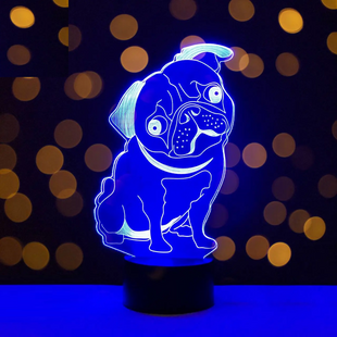 3D світильник нічник з пультом "Мопс 2"&nbsp;3DTOYSLAMP 457ПР565447 фото