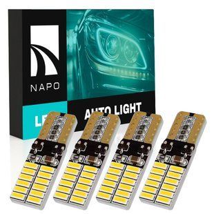 Комплект світлодіодних ламп NAPO LED T10-3014-24smd W5W T10 колір світіння білий 4 шт N10245W04 фото