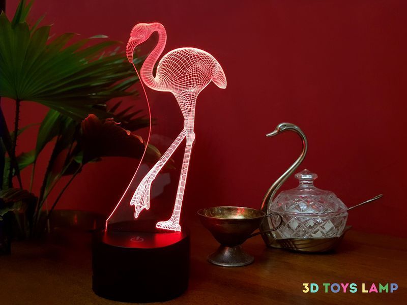 3D світильник нічник з пультом "Фламінго" 3DTOYSLAMP 02-043 фото