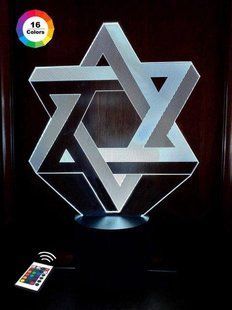 3D світильник нічник з пультом "Зірка Давида" 3DTOYSLAMP 3DTL-0016 фото