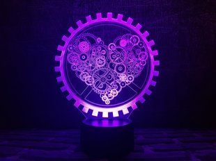 3D світильник нічник з пультом "Механічне серце" 3DTOYSLAMP 3DTL-0006 фото