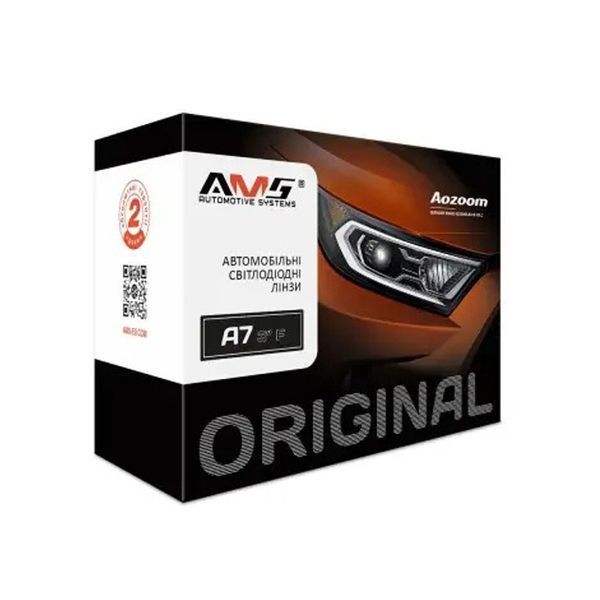Світлодіодна LED лінза для фар AMS ORIGINAL A7 3" F 55W 5500K комплект 2 шт 29114 фото