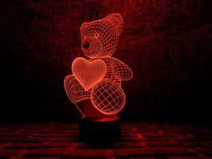 3D світильник нічник з пультом "Ведмедик з серцем" 3DTOYSLAMP 3DTL-0005 фото