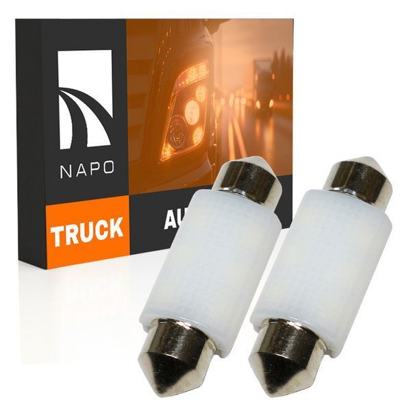 Комплект світлодіодних ламп для вантажівок NAPO TRUCK SJ-3030-6SMD 24V 39mm C5W C10W колір світіння білий 2 шт NT32130W02 фото