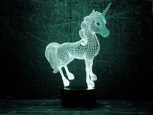 3D світильник нічник з пультом "Єдиноріг 2" 3DTOYSLAMP 02-108 фото