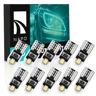 Комплект світлодіодних ламп NAPO LED T10-3030-2smd W5W T10 колір світіння білий 10 шт N01740W10 фото