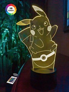 3D светильник ночник с пультом "Покемон" 3DTOYSLAMP *3434КК фото